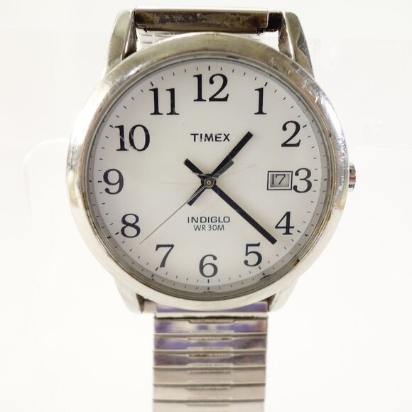 Timex Indiglo Men's Watch Stretch Band Date Window Easy Read New Battery - Picture 4 of 7
